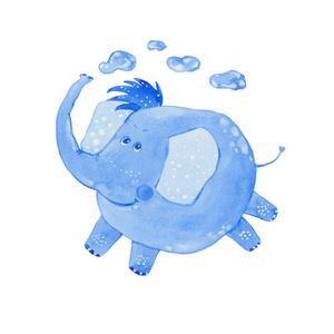 蓝色大象的插图图片