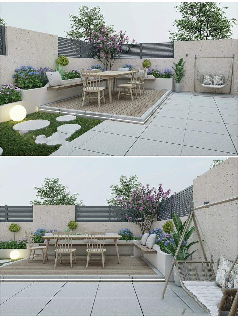 40平现代田园庭院设计案例分享 设计风格:现代 田园 设计面积:42平