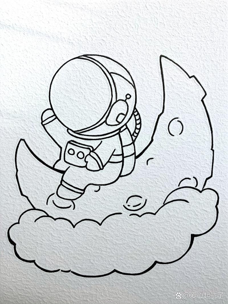 简笔画•插画-宇航员👨‍🚀         超简单的宇航员绘画过程
