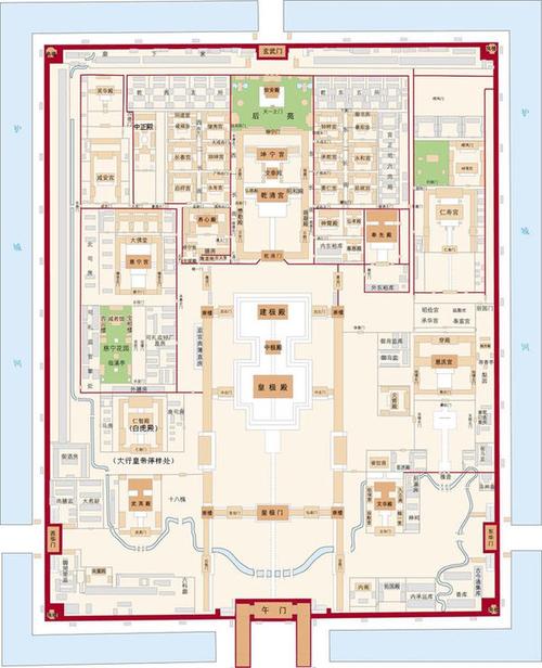 谁能提供一下明朝时北京故宫的平面图,要标明宫殿名