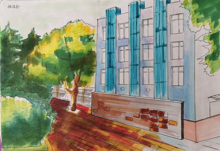 "回到梦想开始的地方"——建大附中学生手绘校园主题作品展示