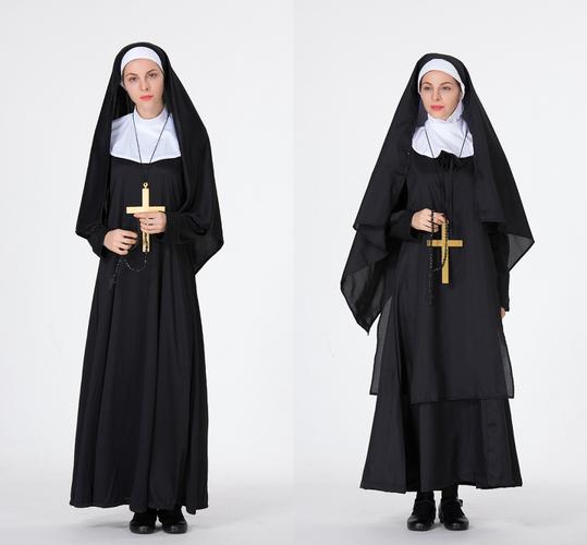 新款分码圣母玛利亚服装修女服万圣节表演服牧师服装舞会演出服