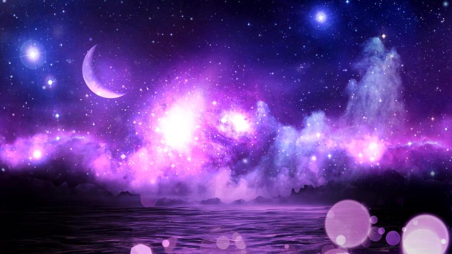 紫色梦幻星空唯美水之恋夜空中最亮的星