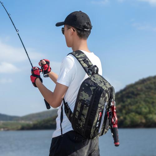 路亚多功能斜挎包单肩背包腰包竿包一体式背包渔具专用钓鱼包