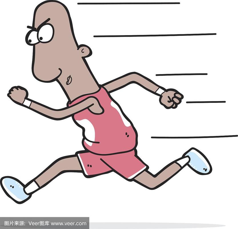 卡通短跑运动员在赛跑中奔跑