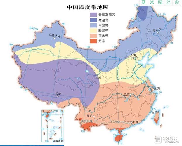 看现在的中国温度带地图,我们发现,气温降低南迁,只有大约2-5个纬度.