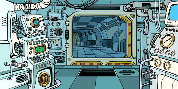 外星人太空飞船梦幻手机游戏元素不明飞行物宇宙飞船在漫画卡通风格的