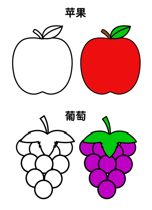 初学者,简单实用100种水果简笔画(100000个食物简笔画)10种不同的水果