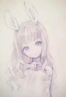 有兔子耳朵的动漫少女简笔画兔子二次元素描简笔画卡通小兔子简笔画