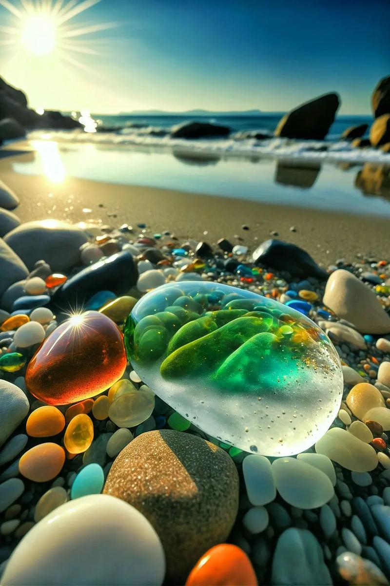 海玻璃.💦大自然的鬼斧神工而形成漂亮彩色石💦海玻璃,是 - 抖音