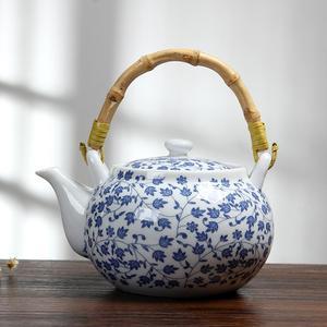 大容量陶瓷茶壶提梁壶热水壶泡茶壶1000毫升景德镇高白瓷餐厅茶壶