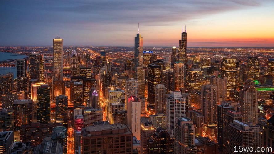 人造芝加哥城市美国usacityscape建筑摩天大楼horizon高清壁纸