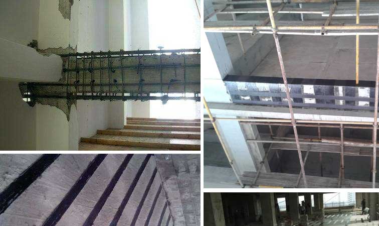 6.挑阳台加固补强法(2)采用碳纤维布或者碳纤维板加固.