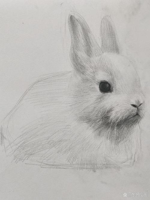 可爱兔子素描教程,柔软的毛发原来这么画,简单又好看