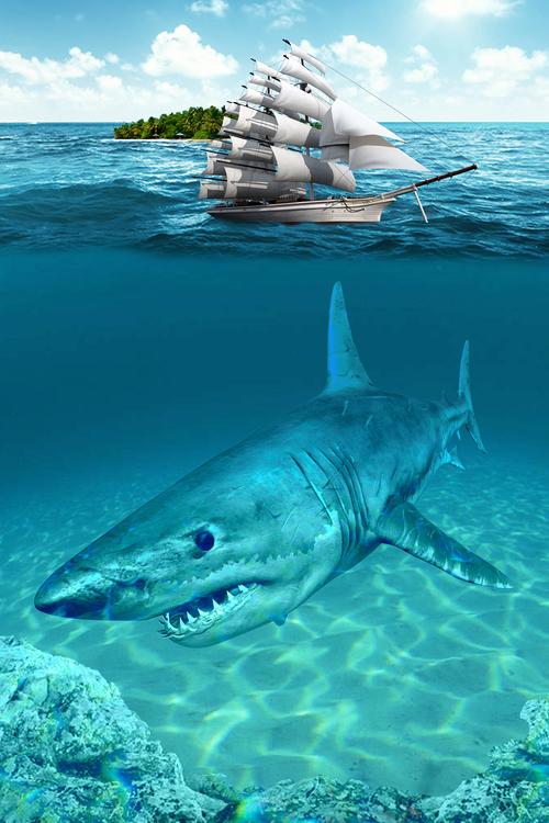 161 1 0 南宁  |  设计爱好者 海底鲨鱼,描绘了我们要保护我们的海洋