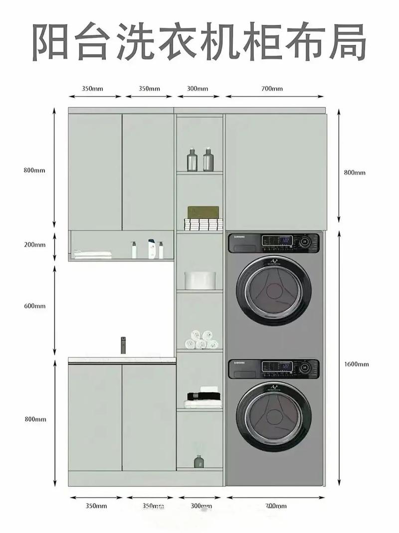 这四款阳台的洗衣机柜尺寸图,你很需要.