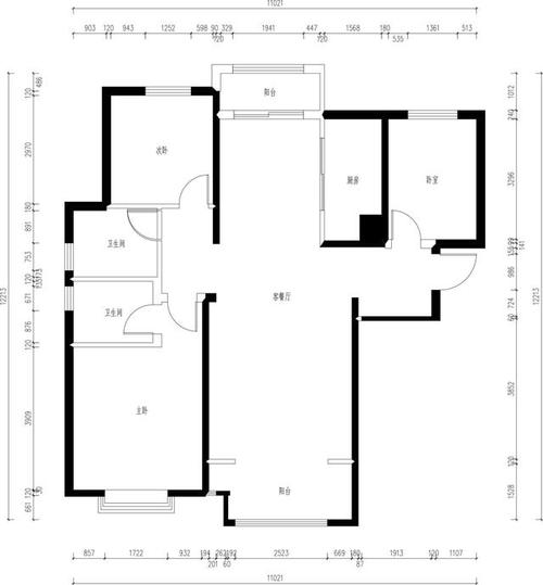 以下就是本套昆仑御小区120平米三居室房子的户型图.
