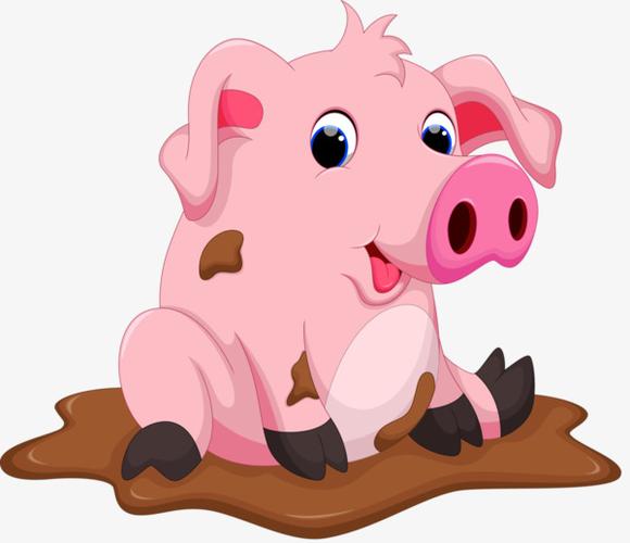 卡通手绘可爱小动物围巾粉色小猪