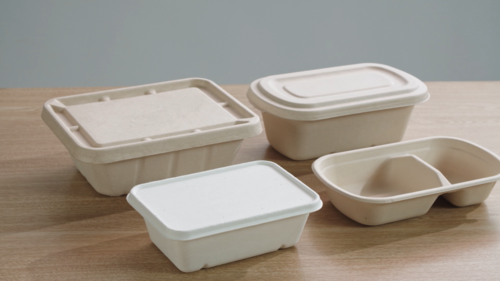 rc750 堆肥沙拉碗生物可降解容器蔗浆蔗渣一次性餐具餐具套装纸盒