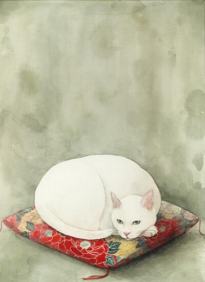 日本插画师midori yamada喜欢画猫,她笔下的喵星人总是慵懒怡然,摆着