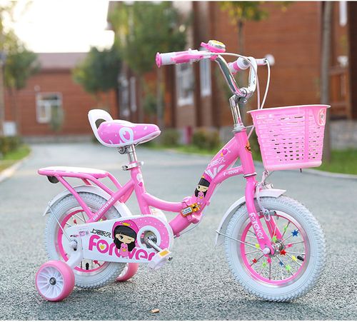 上海永久儿童自行车岁宝宝脚踏车---岁童车公主款折叠车女孩单车 粉色