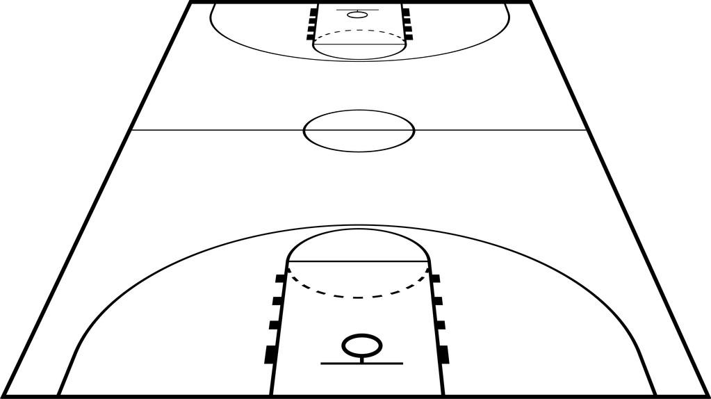 篮球场矢量插画,篮球法院外地地面矢量插画