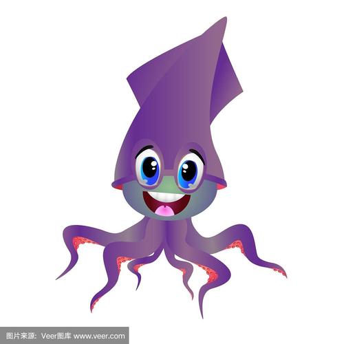 可爱紫鱿鱼卡通