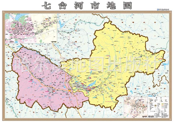 黑龙江省 七台河市地图 行政区划 街区 包邮