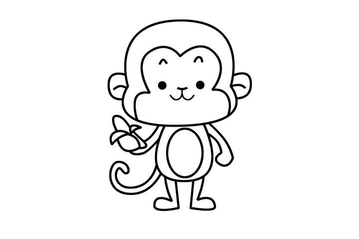 拿着香蕉的小猴子简笔画