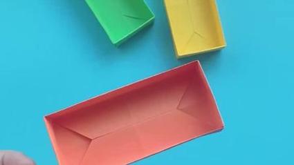 收纳盒折纸方法教程,正方形纸折长方形盒子