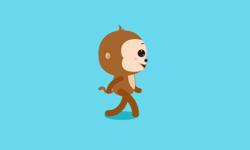 卡通猴子走路可爱gif动图_动态图_表情包下载_soogif