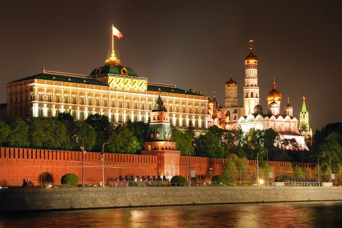 俄罗斯,莫斯科,克里姆林宫,晚上,城市,照片