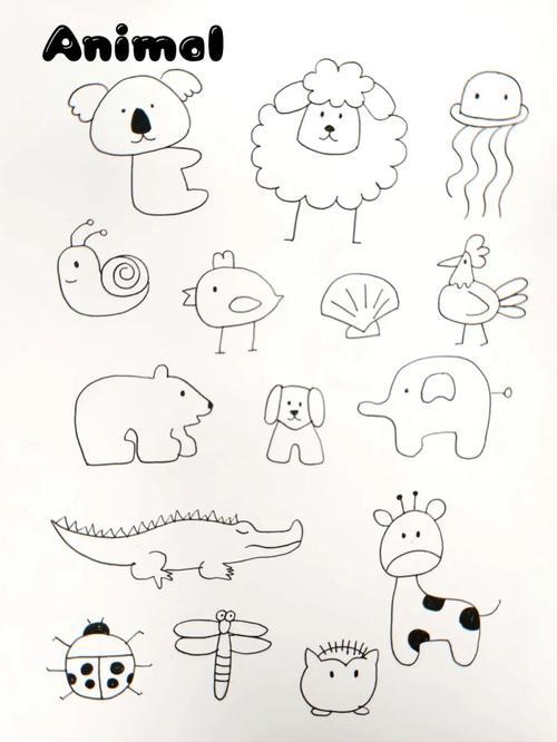 40种小动物简笔画手账哄娃必备简单好看的简笔画儿童画q版动物简笔画