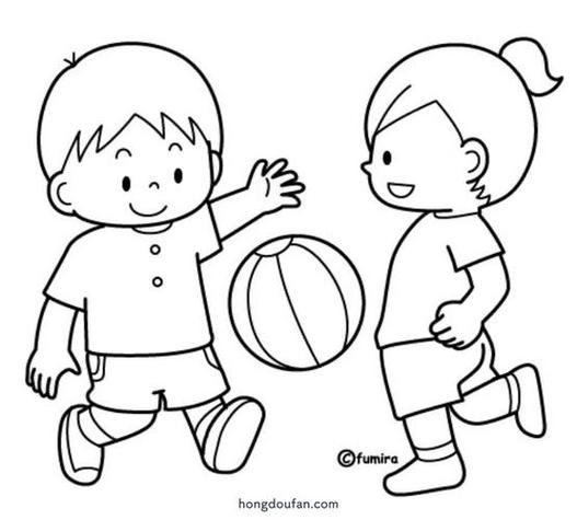 简笔画专题小朋友拍皮球简笔画在踢皮球简笔画小熊踢皮球的简笔画画法