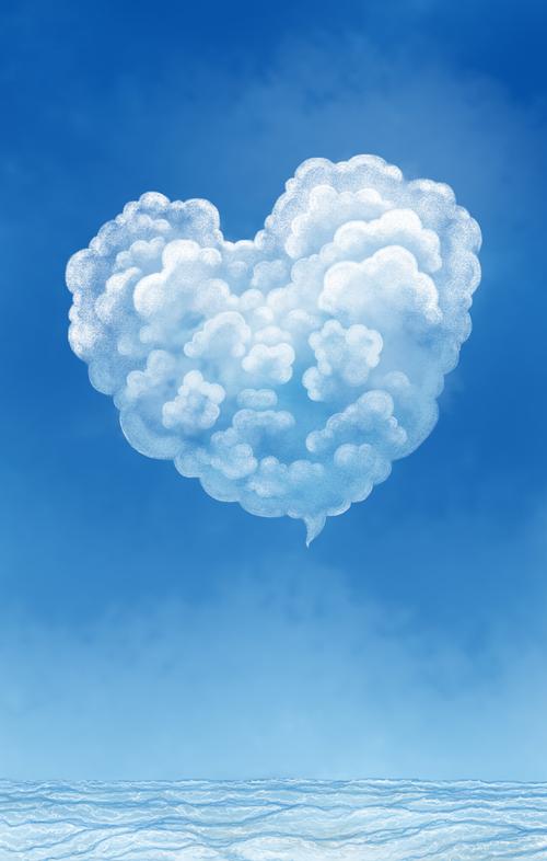 唯美背景元素组图共3000多幅-爱心云朵