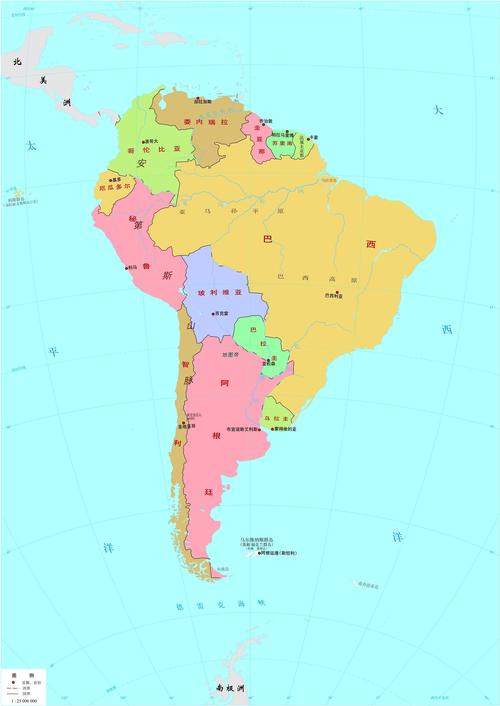 南美洲全图6,大洋洲:共有16个国家.