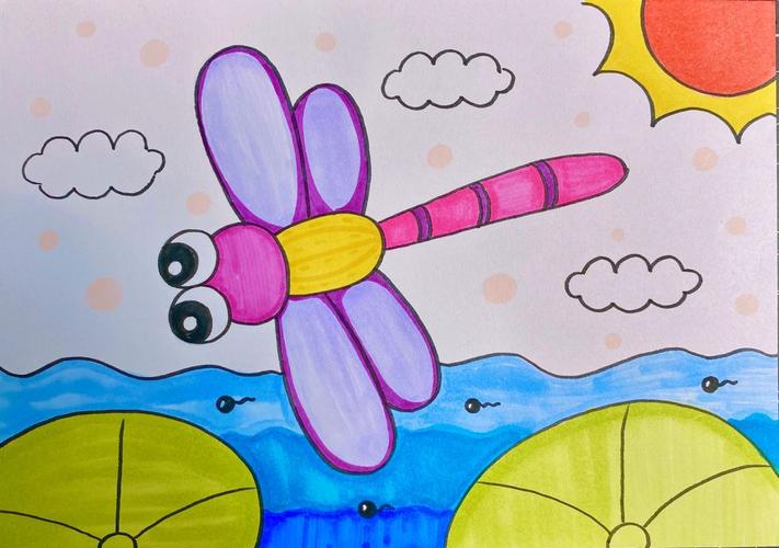 蜻蜓儿童画创意画 简单 简笔画 适合4岁 