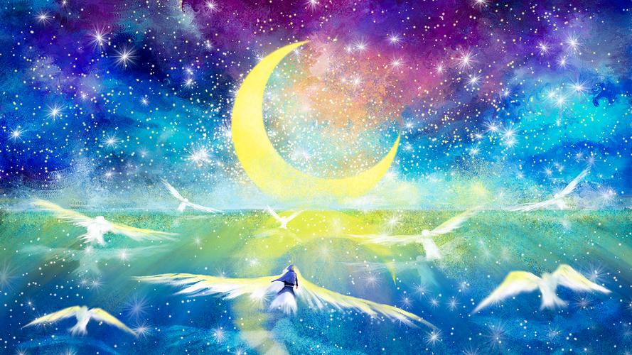 2021-04-22壁纸标签:梦幻背景光影氛围梦境场景气氛月亮月光那片星空