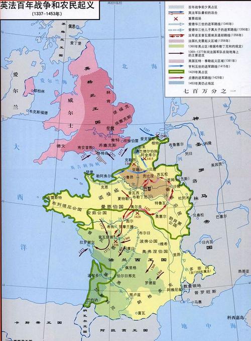 英法百年战争和农民起义_世界历史a地图库