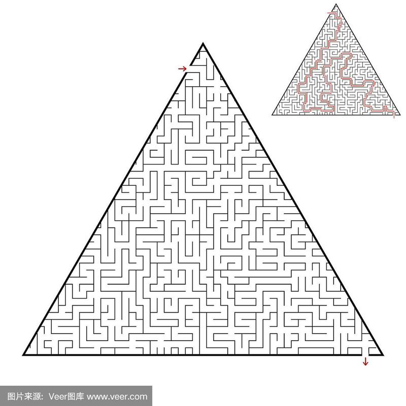 困难的三角形迷宫游戏,为孩子和