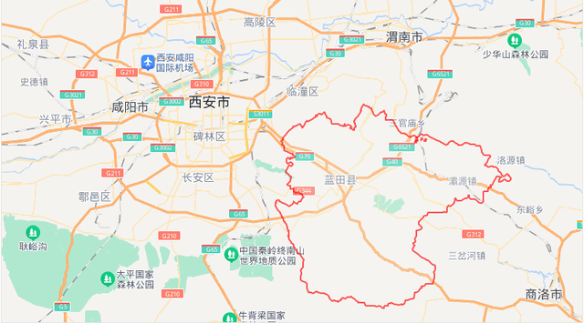 蓝田县,隶属于陕西省西安市,总面积2006平方千米.
