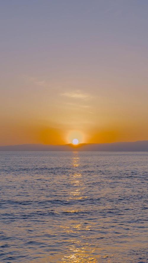 海上落日唯美黄昏,风景-手机壁纸