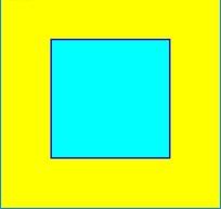 黄色背景下的青色正方形