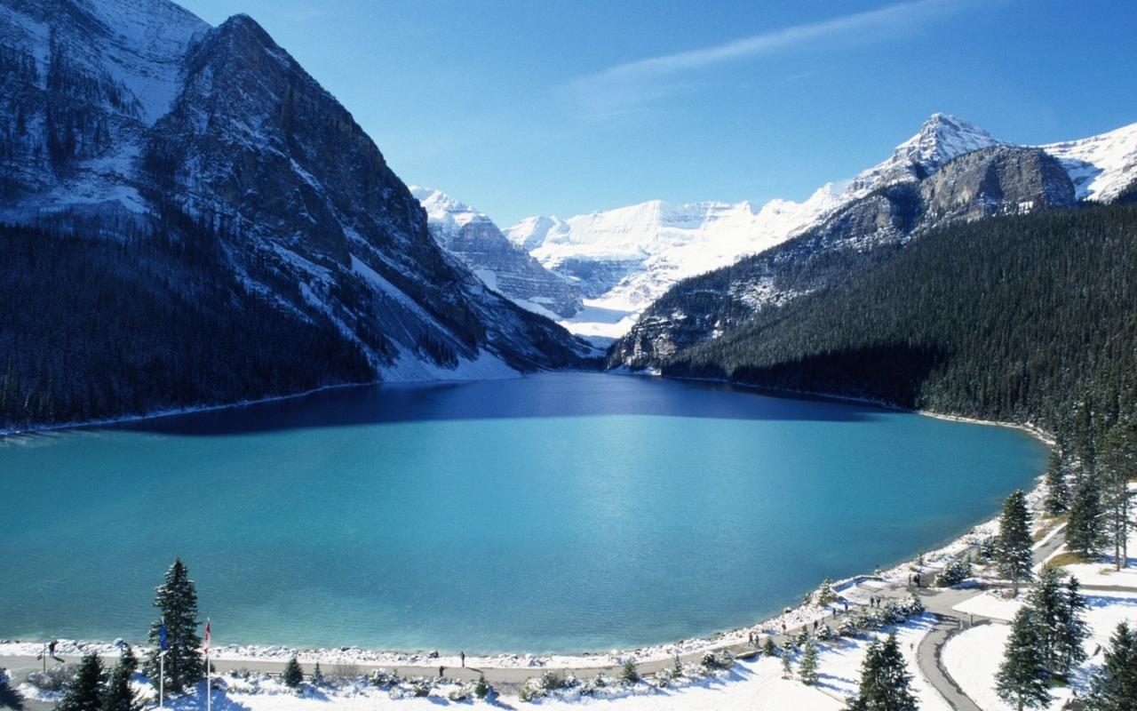 雪景,唯美,风景,高清,湖泊,冬季,自然风光,高山,壁纸,1920x1200