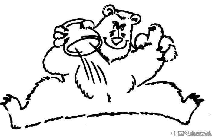 一表演的猴子和小熊简笔画北极熊妈妈和小北极熊吃冰喝水简笔画图片