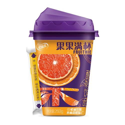 伊利优酸乳果果满杯酸奶饮品西柚甜橙味260g15盒装