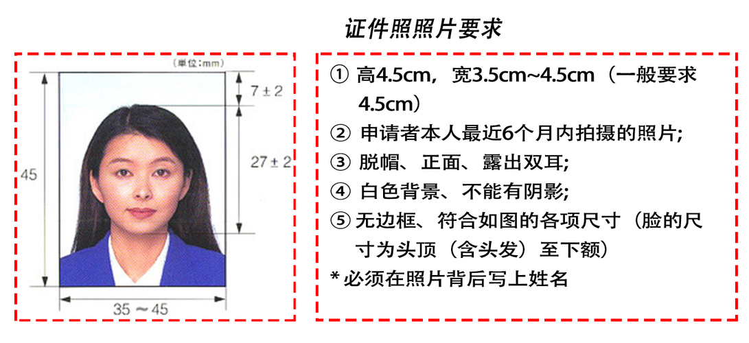 日本签证照片尺寸与要求