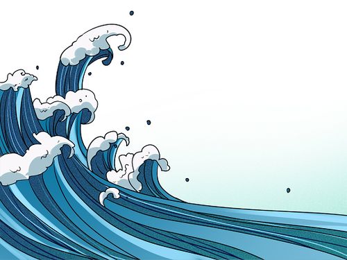 蓝色卡通中国风国潮浪花海浪元素png素材