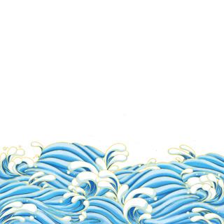中国风国潮插画海浪波浪背景装饰浪花图案元素(2000x2000)psd模版下载