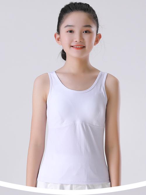 初中生内衣女12-15岁女孩背心长款女大童显胸小少女发育期背心 白色